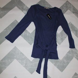 Express One Eleven Ribbed Wrap Blouse NWT Small